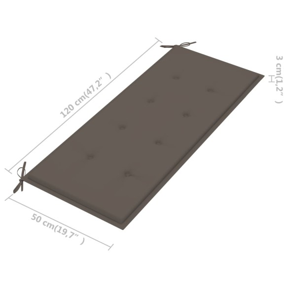 Възглавница за градинска пейка, таупе, 120x50х3 см - 5