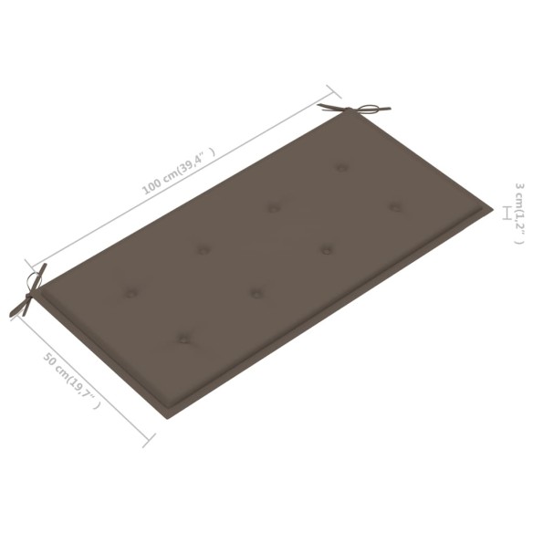 Възглавница за градинска пейка, таупе, 100x50х3 см - 5