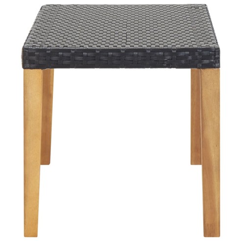 Градинска пейка, 120 см, черна, полиратан и акация масив - 3