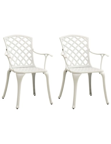 Градински столове, 2 бр, лят алуминий, бели 61 x 60 - 1