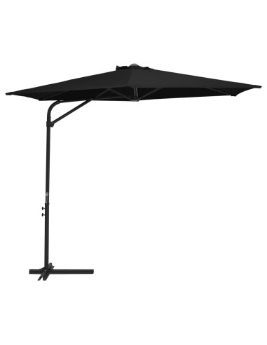 Градински чадър със стоманен прът, 300 см, черен - 1