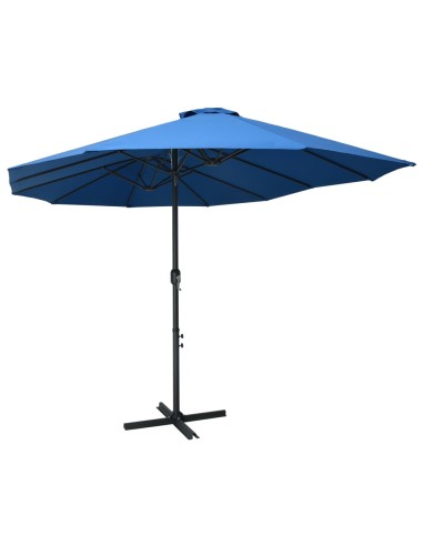 Градински чадър с алуминиев прът, 460x270 см, син - 1