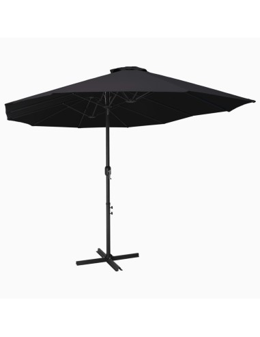 Градински чадър с алуминиев прът, 460x270 см, черен - 1