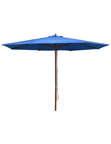 Градински чадър с дървен прът, 350 см, син - 1