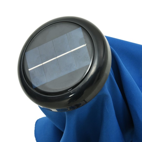 Градински чадър с LED лампички и стоманен прът, 300 см, син - 5