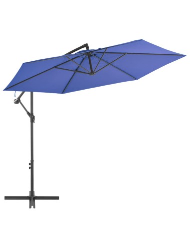 Градински чадър с чупещо рамо и алуминиев прът, 300 см, син - 1