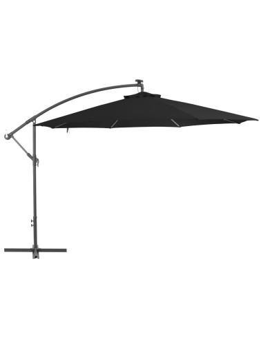 Градински чадър с чупещо рамо и алуминиев прът, 350 см, черен - 1
