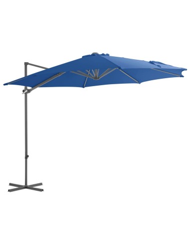 Градински чадър чупещо рамо и стоманен прът лазурносин 300 см - 1