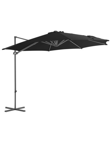 Градински чадър чупещо рамо и стоманен прът черен 300 см - 1