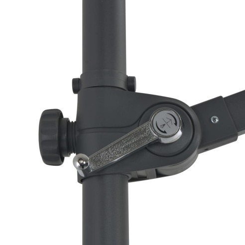 Градински чадър чупещо рамо и стоманен прът черен 300 см - 7