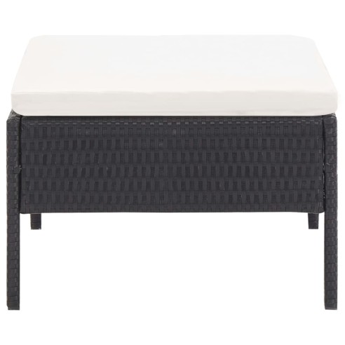 Градински комплект  3 части, полиратан, с кремави възглавници - 11