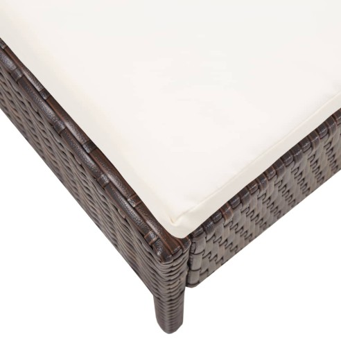 Градински комплект с възглавници, 3 части, полиратан кафяв - 10