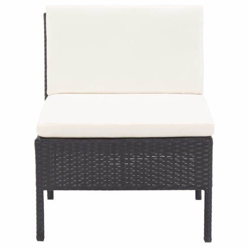 Градински комплект с възглавници, 8 части, черен полиратан - 10