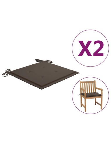 Възглавници за градински столове, 2 бр, таупе, 50x50x3 см - 1