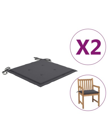Възглавници за градински столове, 2 бр., антрацит, 50x50x3 см - 1