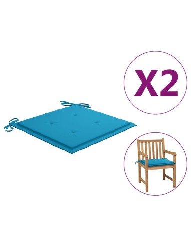 Възглавници за градински столове, 2 бр., сини, 50x50x3 см - 1