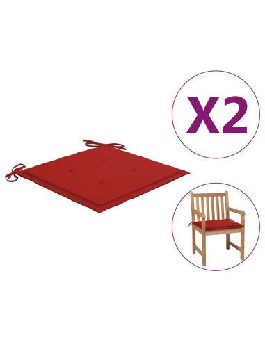 Възглавници за градински столове, 2 бр., червени, 50x50x3 см - 1