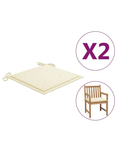 Възглавници за градински столове, 2 бр., кремави, 50x50x3 см - 1