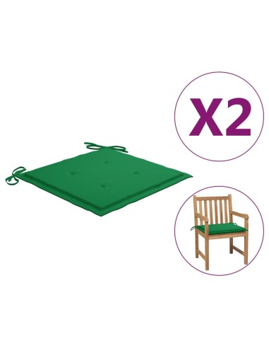 Възглавници за градински столове, 2 бр., зелени, 50x50x3 см - 1