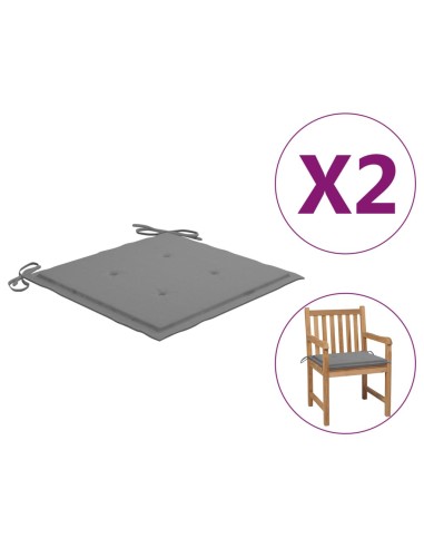 Възглавници за градински столове, 2 бр., сиви, 50x50x3 см - 1