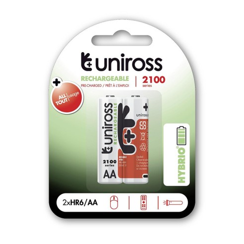 Акумулаторни батерии NiMH AA 1.2V 2100mAh UNIROSS 2бр. - 2