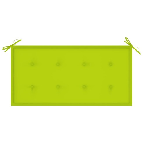 Градинска пейка с яркозелено шалте, 112 см, тик масив - 6