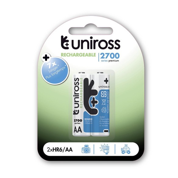Акумулаторни батерии NiMH AA 1.2V 2700mAh UNIROSS 2бр. - 2