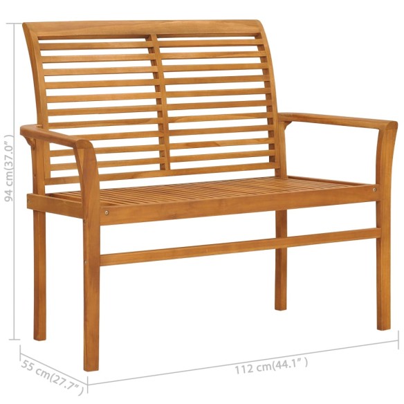 Градинска пейка с черна възглавница, 112 x 55 x 94 см - 8