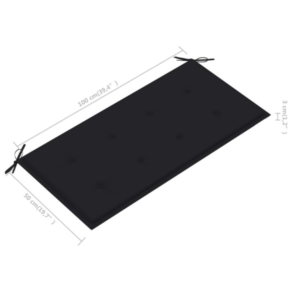 Градинска пейка с черна възглавница, 112 x 55 x 94 см - 9