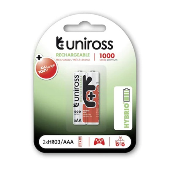 Акумулаторни батерии NiMH AAA 1.2V 1000mAh UNIROSS 2бр. - 2