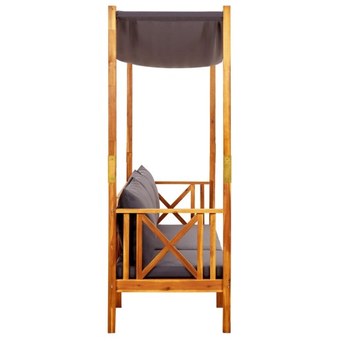 Градинска пейка 180 см със сенник и табуретки, акация масив - 4