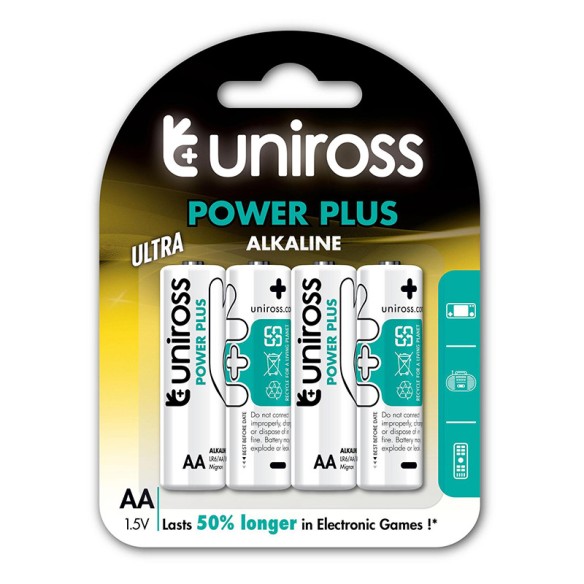 Алкални батерии Power Plus AA 1.5V 2200mAh UNIROSS 4бр. - 2