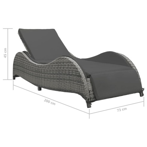 Шезлонг с шалте, полиратан, антрацит - 6