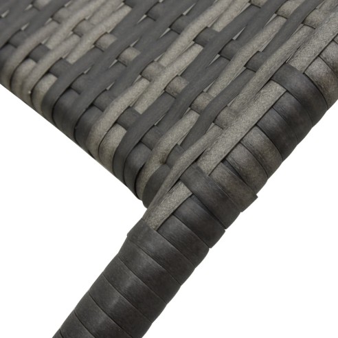 Сгъваем шезлонг, полиратан, сив - 6