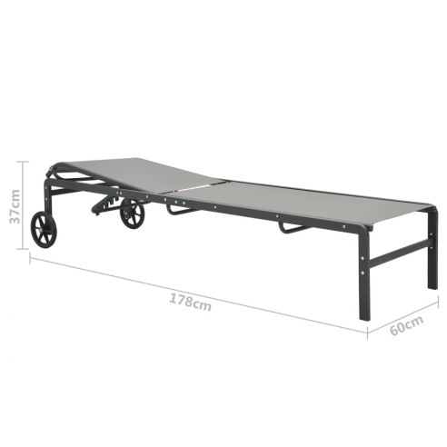 Шезлонги, 2 бр, с масичка, стомана сиви - 9