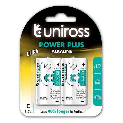 Алкални батерии C Power Plus 1.5V 7000mAh UNIROSS 2бр. - 2