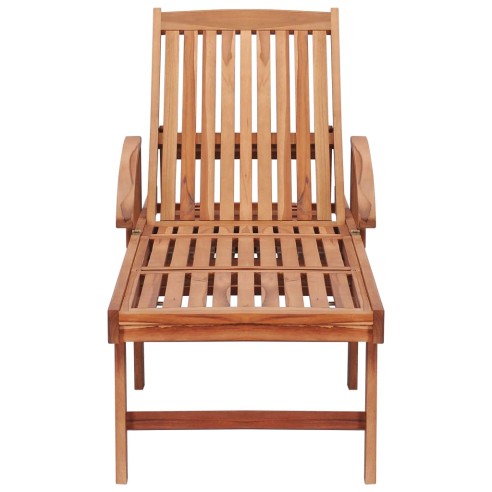 Шезлонг, тиково дърво масив - 3