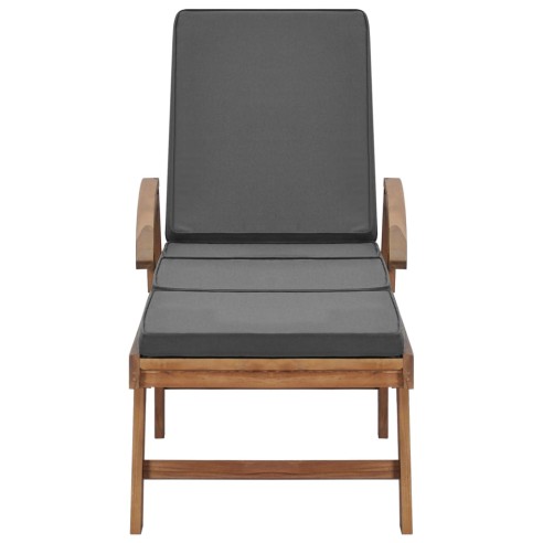 Шезлонг с шалте, тиково дърво масив, тъмносив - 2