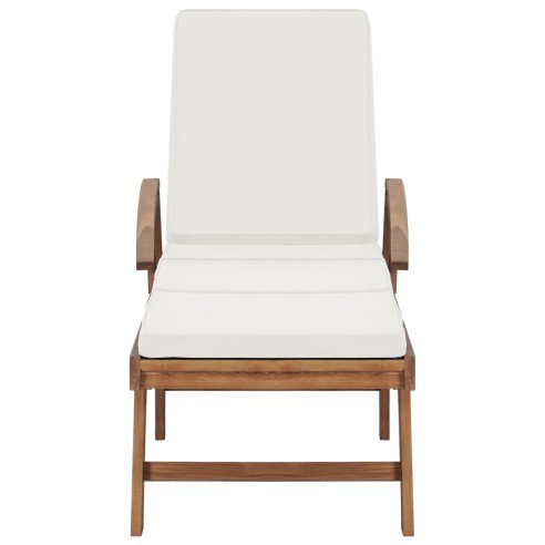 Шезлонг с шалте, тиково дърво масив, кремав - 2