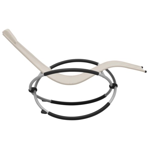 Шезлонг за деца, стомана, кремав - 3