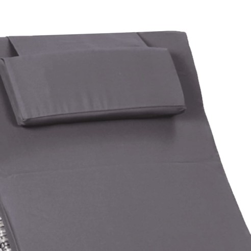 Шезлонг с шалте, сив, полиратан - 8