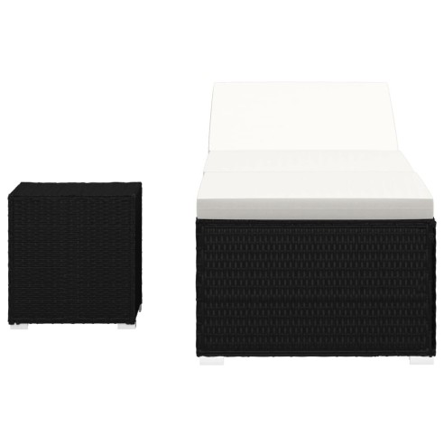 Шезлонг с шалте и маса за чай, полиратан, кремавобял - 2