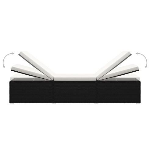 Шезлонг с шалте и маса за чай, полиратан, кремавобял - 6