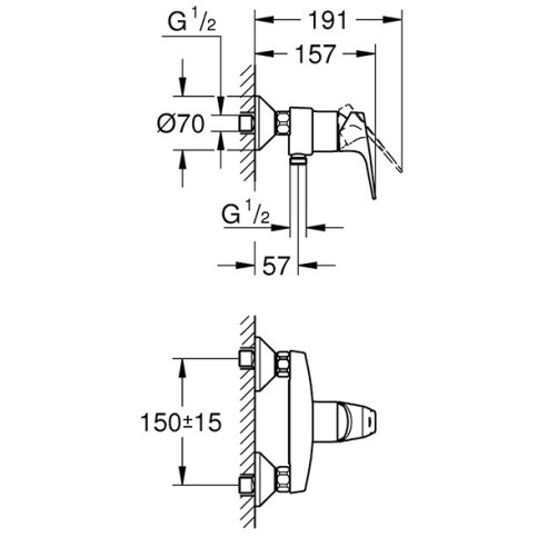 Смесител за душ, едноръкохватков 1/2″ Bauflow GROHE