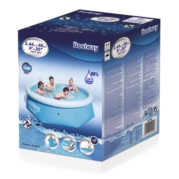 Кръгъл надуваем басейн, 244x66 см, 57265 Bestway Fast Set - 3