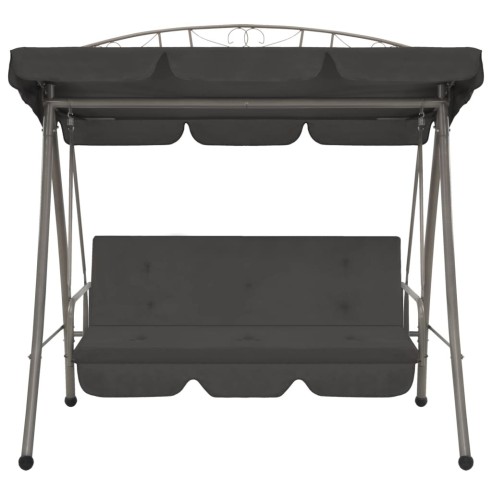 Градинска люлка със сенник, антрацит, 198x120x205 см, стомана - 3