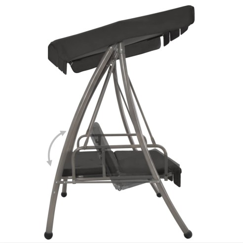 Градинска люлка със сенник, антрацит, 192x118x175 см, стомана - 3