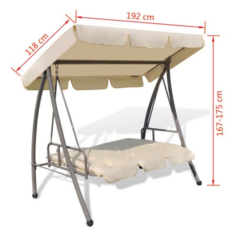 Градинска люлка със сенник, пясъчнобяла 192 x 118 - 6