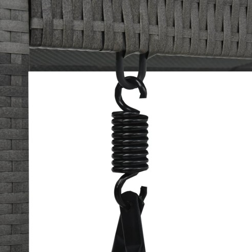 3-местна градинска люлка с навес, полиратан, сива - 6