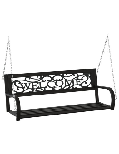 Градинска пейка люлка, 125 см, стомана и пластмаса, черна - 1
